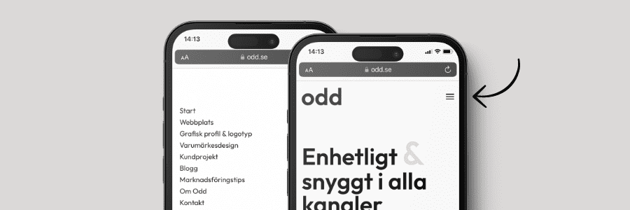 En hamburgermeny i mobilversionen av en webbplats.